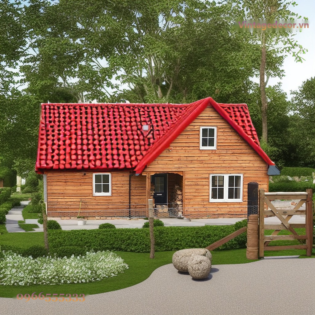 Nhà Gỗ Bungalow B10 - Vách Ván Gỗ Mái Ngói Nhựa Đỏ, Gỗ Thông Nhà Gỗ Bungalow B10 - Vách Ván Gỗ Mái Ngói Nhựa Đỏ, Gỗ Thông