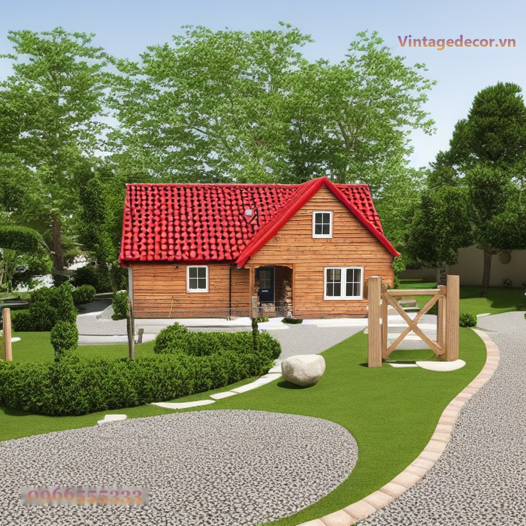 Nhà Gỗ Bungalow B10 - Vách Ván Gỗ Mái Ngói Nhựa Đỏ, Gỗ Thông Nhà Gỗ Bungalow B10 - Vách Ván Gỗ Mái Ngói Nhựa Đỏ, Gỗ Thông