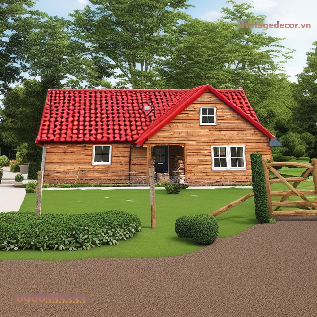 Nhà Gỗ Bungalow B10 - Vách Ván Gỗ Mái Ngói Nhựa Đỏ, Gỗ Thông Nhà Gỗ Bungalow B10 - Vách Ván Gỗ Mái Ngói Nhựa Đỏ, Gỗ Thông