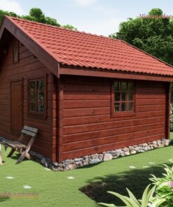 Nhà Gỗ Bungalow B11 - Vách Ván Nâu Đỏ Mái Ngói Dốc, Gỗ Thông