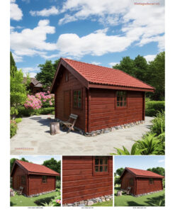 Nhà Gỗ Bungalow B11 - Vách Ván Nâu Đỏ Mái Ngói Dốc, Gỗ Thông