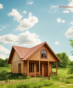 Nhà Gỗ Bungalow B15 - Gác Lửng Cửa Vòm Mái Ngói, Gỗ Thông