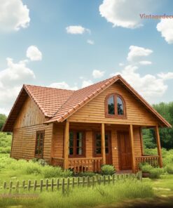 Nhà Gỗ Bungalow B15 - Gác Lửng Cửa Vòm Mái Ngói, Gỗ Thông