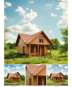 Nhà Gỗ Bungalow B15 - Gác Lửng Cửa Vòm Mái Ngói, Gỗ Thông