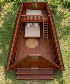 Nhà Gỗ Bungalow B18 - Khung Chữ A Mái Dốc Chạm Đất, Gỗ Thông