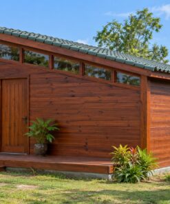 Nhà Gỗ Bungalow B20 - Mái Lệch Một Dốc Cửa Sổ Dải Cao, Gỗ Thông