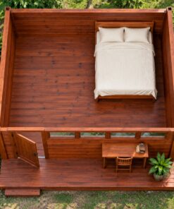 Nhà Gỗ Bungalow B20 - Mái Lệch Một Dốc Cửa Sổ Dải Cao, Gỗ Thông
