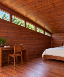 Nhà Gỗ Bungalow B20 - Mái Lệch Một Dốc Cửa Sổ Dải Cao, Gỗ Thông