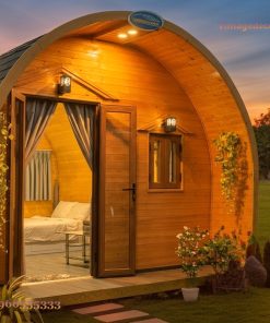 Nhà Gỗ Bungalow B6 - Pod Mái Vòm Cong Ấm Cúng, Gỗ Thông