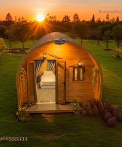 Nhà Gỗ Bungalow B6 - Pod Mái Vòm Cong Ấm Cúng, Gỗ Thông