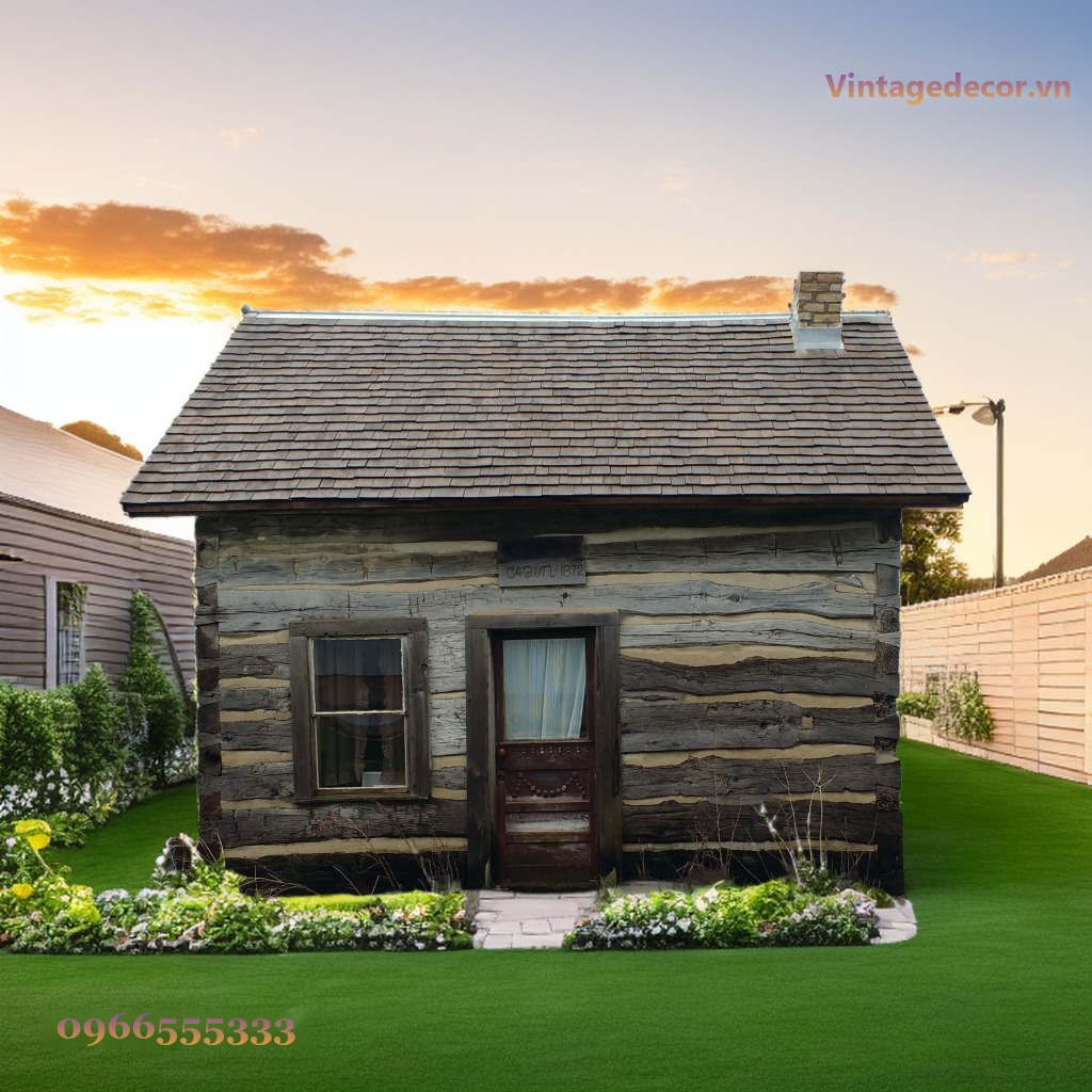 Nhà Gỗ Bungalow B9 - Cabin Gỗ Súc Cổ Điển Mái Ngói Bitum, Gỗ Thông Nhà Gỗ Bungalow B9 - Cabin Gỗ Súc Cổ Điển Mái Ngói Bitum, Gỗ Thông