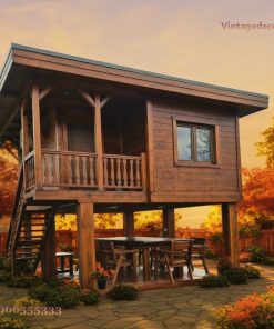 Nhà Gỗ Homestay S12 - Nhà Sàn Gầm Thoáng Mái Lệch, Gỗ Thông