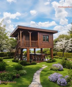 Nhà Gỗ Homestay S12 - Nhà Sàn Gầm Thoáng Mái Lệch, Gỗ Thông