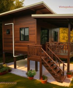 Nhà Gỗ Homestay S13 - Nhà Sàn Hiên Rộng Cầu Thang, Gỗ Thông