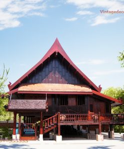 Nhà Gỗ Homestay S13 - Nhà Sàn Mái Nhọn Hiên Rộng Cầu Thang, Gỗ Thông