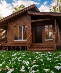 Nhà Gỗ Homestay S14 - Cabin Mái Dốc Hiên Rộng, Gỗ Thông