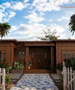 Nhà Gỗ Homestay S16 - Mái Bằng Cửa Chạm Tròn, Gỗ Thông