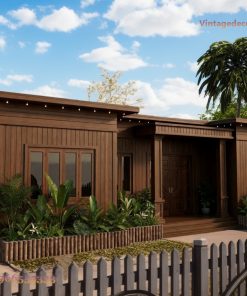 Nhà Gỗ Homestay S16 - Mái Bằng Cửa Chạm Tròn, Gỗ Thông
