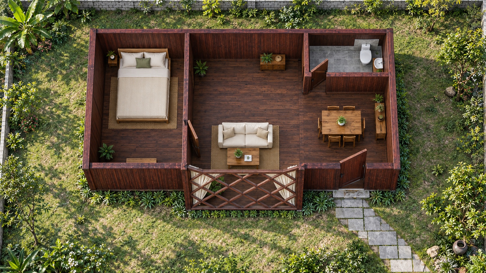 Nhà Gỗ Homestay S16 - Mặt Hồi Kính Khung Ô Trám, Gỗ Thông Nhà Gỗ Homestay S16 - Mặt Hồi Kính Khung Ô Trám, Gỗ Thông