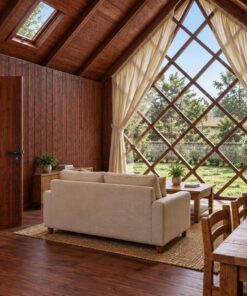 Nhà Gỗ Homestay S16 - Mặt Hồi Kính Khung Ô Trám, Gỗ Thông
