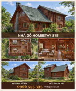 Nhà Gỗ Homestay S18 - Gỗ Súc Hai Tầng Ống Khói Đá, Gỗ Thông