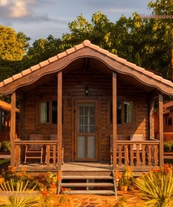 Nhà Gỗ Homestay S20 - Hiên Lan Can Chạm Khắc, Gỗ Thông