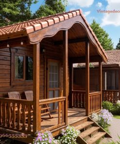 Nhà Gỗ Homestay S20 - Hiên Lan Can Chạm Khắc, Gỗ Thông