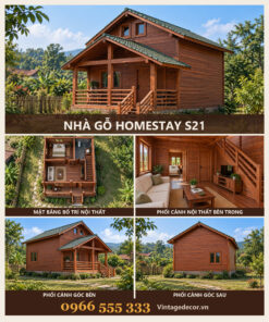 Nhà Gỗ Homestay S21 - Hai Tầng Hiên Trước Bậc Thang Gỗ, Gỗ Thông
