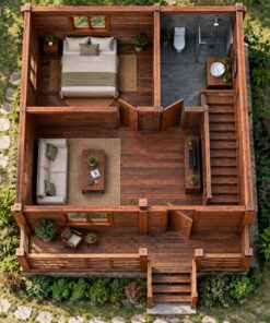 Nhà Gỗ Homestay S21 - Hai Tầng Hiên Trước Bậc Thang Gỗ, Gỗ Thông