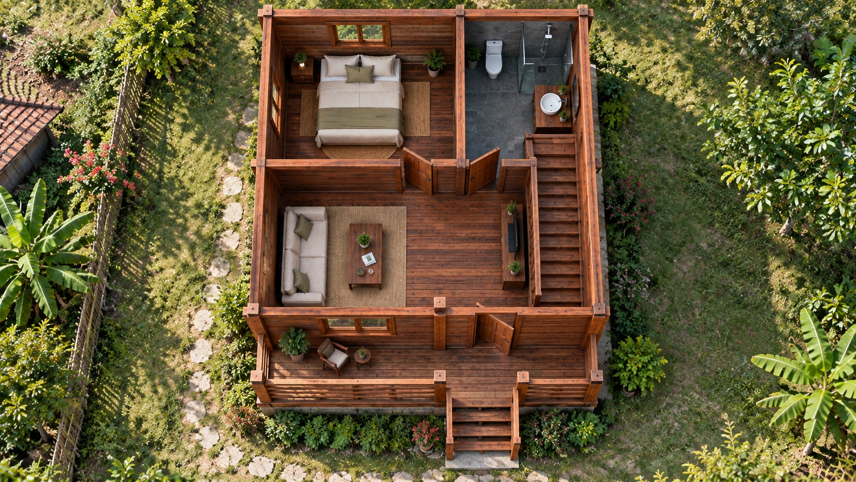 Nhà Gỗ Homestay S21 - Hai Tầng Hiên Trước Bậc Thang Gỗ, Gỗ Thông Nhà Gỗ Homestay S21 - Hai Tầng Hiên Trước Bậc Thang Gỗ, Gỗ Thông