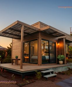 Nhà Gỗ Homestay S22 - Hiên Pergola Kính Lớn, Gỗ Thông