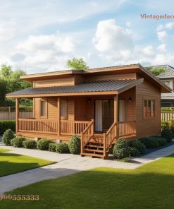 Nhà Gỗ Homestay S24 - Hiên Lan Can Sáng Màu, Gỗ Thông Tự Nhiên