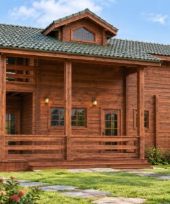 Nhà Gỗ Homestay S24 - Hai Tầng Hiên Cột Vuông Cửa Chớp, Gỗ Thông