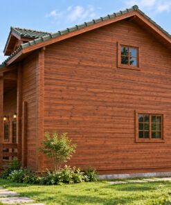 Nhà Gỗ Homestay S24 - Hai Tầng Hiên Cột Vuông Cửa Chớp, Gỗ Thông