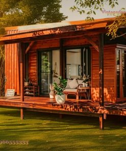 Nhà Gỗ Homestay S26 - Mái Lệch Vươn Dài Hiên Võng, Gỗ Thông