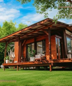 Nhà Gỗ Homestay S26 - Mái Lệch Vươn Dài Hiên Võng, Gỗ Thông