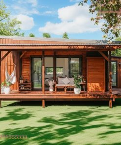 Nhà Gỗ Homestay S26 - Mái Lệch Vươn Dài Hiên Võng, Gỗ Thông
