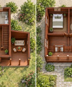 Nhà Gỗ Homestay S26 - Hai Tầng Ban Công Dài Hiên Lát, Gỗ Thông
