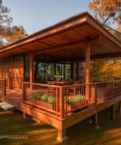 Nhà Gỗ Homestay S27 - Deck Lan Can Bao Quanh, Gỗ Thông