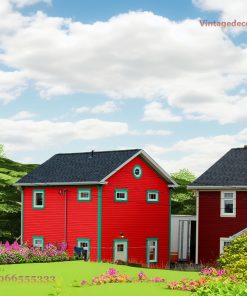 Nhà Gỗ Homestay S28 - Hai Tầng Ốp Ván Sơn Đỏ Mái Bitum, Gỗ Thông