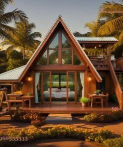 Nhà Gỗ Homestay S29 - Mái A-Frame Gác Lửng, Gỗ Thông