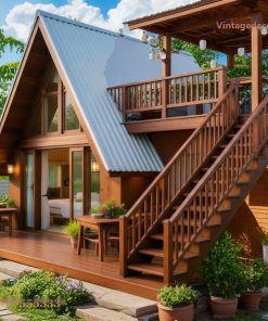 Nhà Gỗ Homestay S29 - Mái A-Frame Gác Lửng, Gỗ Thông