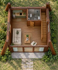 Nhà Gỗ Homestay S29 - Kiểu A-Frame Mặt Kính Khung Gỗ, Gỗ Thông