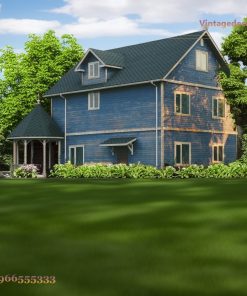 Nhà Gỗ Homestay S30 - Hai Tầng Ốp Ván Xanh Mái Bitum, Gỗ Thông