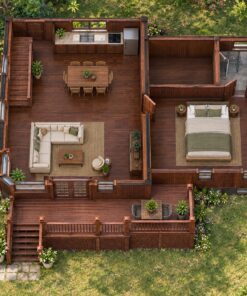 Nhà Gỗ Homestay S31 - Hai Tầng Sàn Deck Rộng Ống Khói Gạch, Gỗ Thông