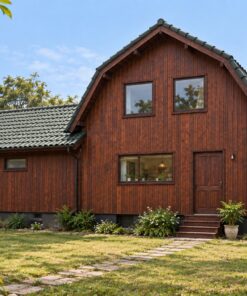 Nhà Gỗ Homestay S31 - Hai Tầng Sàn Deck Rộng Ống Khói Gạch, Gỗ Thông