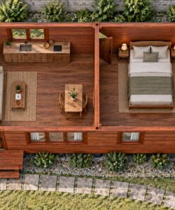 Nhà Gỗ Homestay S32 - Một Tầng Khối Dài Cửa Sổ Rộng, Gỗ Thông