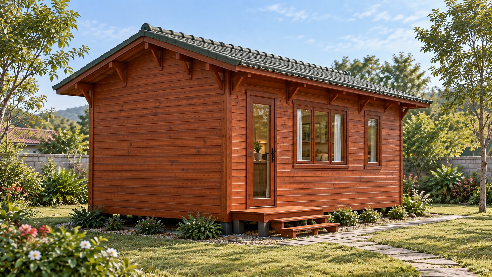 Nhà Gỗ Homestay S32 - Một Tầng Khối Dài Cửa Sổ Rộng, Gỗ Thông Nhà Gỗ Homestay S32 - Một Tầng Khối Dài Cửa Sổ Rộng, Gỗ Thông
