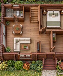 Nhà Gỗ Homestay S34 - Gỗ Súc Hai Tầng Hai Hiên Nhỏ, Gỗ Thông