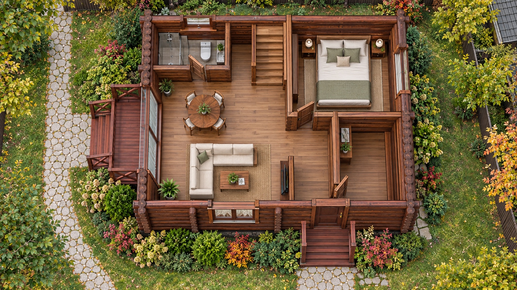Nhà Gỗ Homestay S34 - Gỗ Súc Hai Tầng Hai Hiên Nhỏ, Gỗ Thông Nhà Gỗ Homestay S34 - Gỗ Súc Hai Tầng Hai Hiên Nhỏ, Gỗ Thông